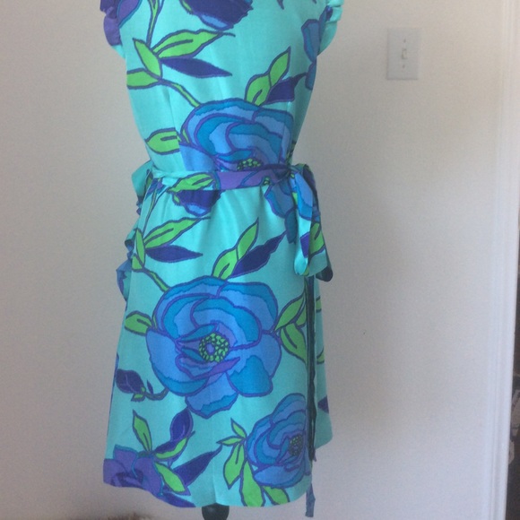 Kate Spade Turquoise Floral Wrap Dress / Size 8 - Picture 10 of 12